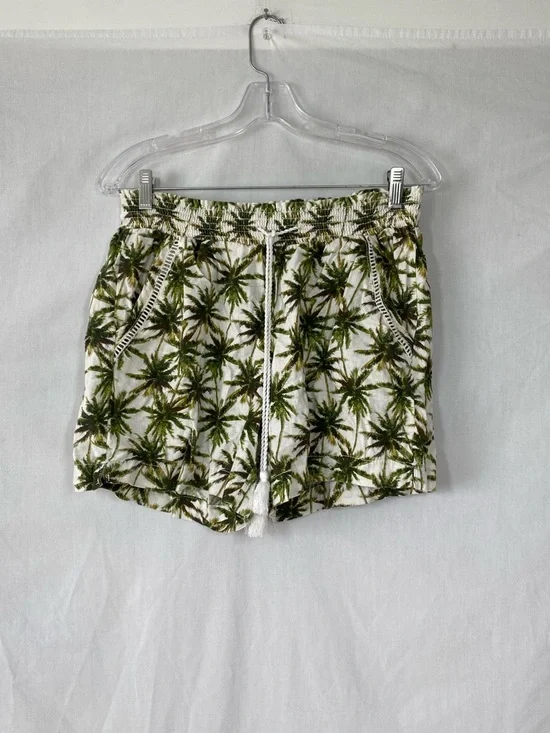 BRIGGS Palm Print Drawstring Shorts — Cream & Olive - Picture 2 of 5